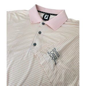 Footjoy Polo Shirt Mens‎ Medium Short Sleeve Pink Stripes Timber Creek Golf Club